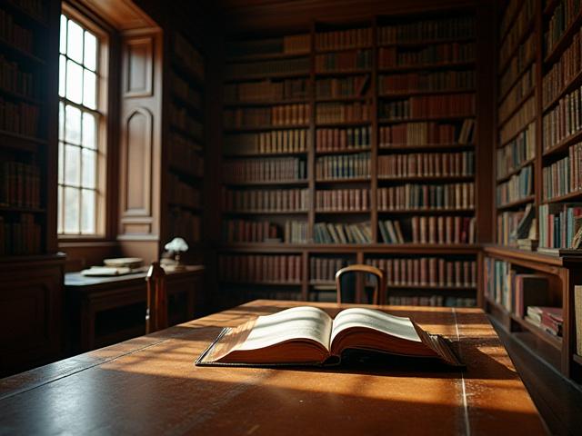 Illustration einer antiken Bibliothek mit vielen Büchern